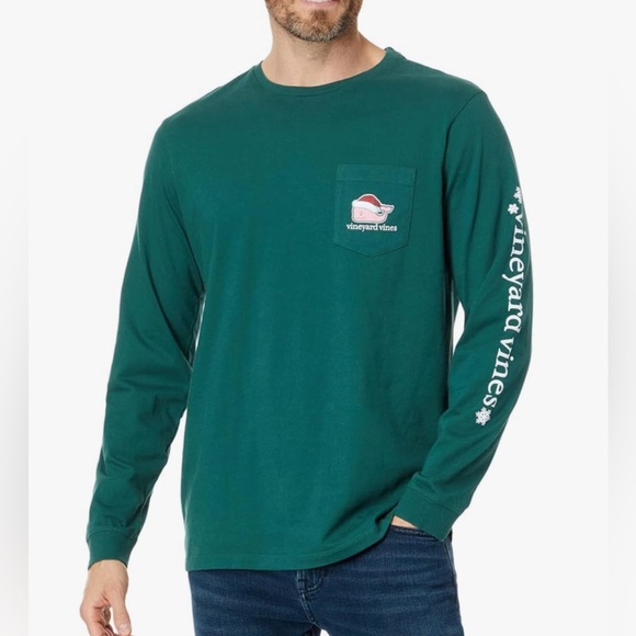 NWT - Vineyard Vines Adult Christmas Santa Long Sleeve Tee - Men L/Women XL - Picture 2 of 9